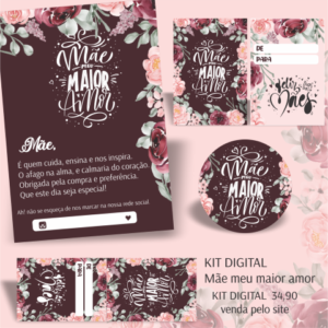 Kit Digital Mães - Tag - Adesivo - Cartão Agradecimento