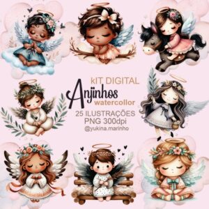 Kit Digital Anjinhos Watercollor