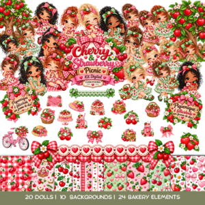 Sweet Cherry & Strawberry Picnic – Digital Kit