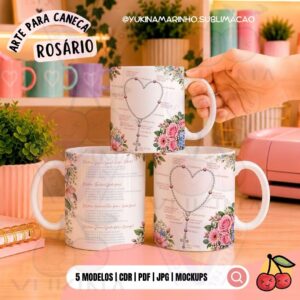 Arte Caneca Como rezar o Rosário