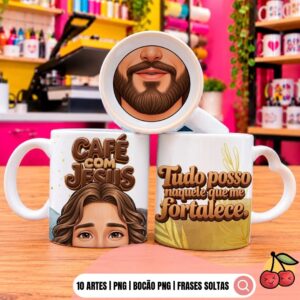 Arte Caneca Bocão Café com Fé